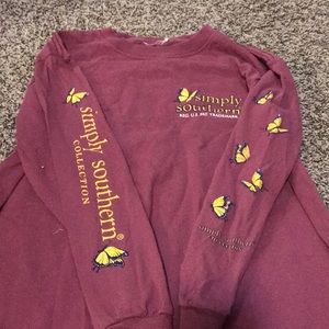 Simply Southern Pink/Red Butterfly Long Sleeve